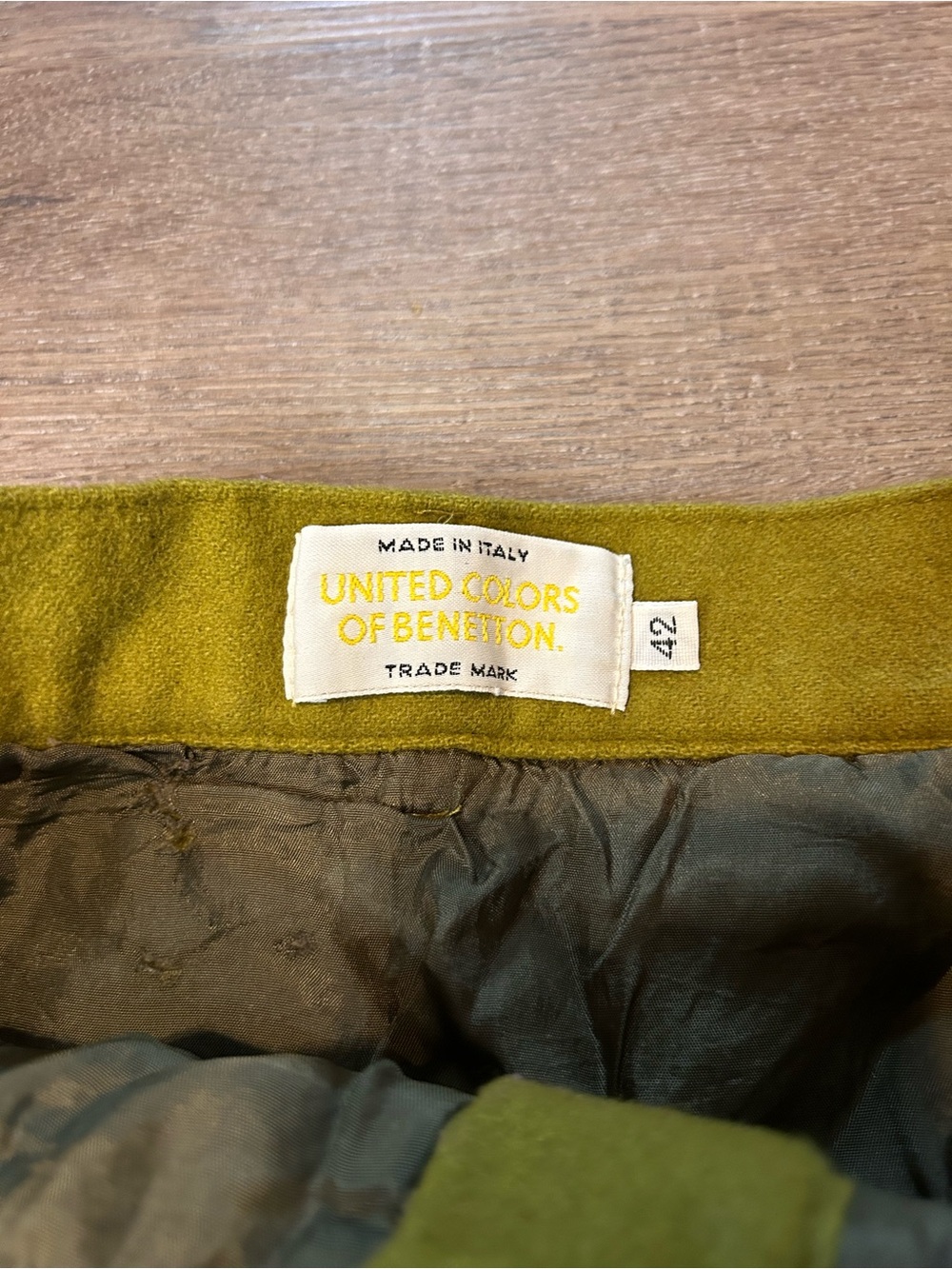 United Colors of Benetton Vintage Mini Skirt Womens Size 42 Olive Green - Picture 7 of 10